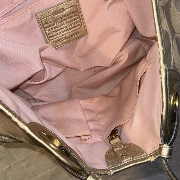 Coach Beige and Gold Signature Tote - Picture 4 of 12